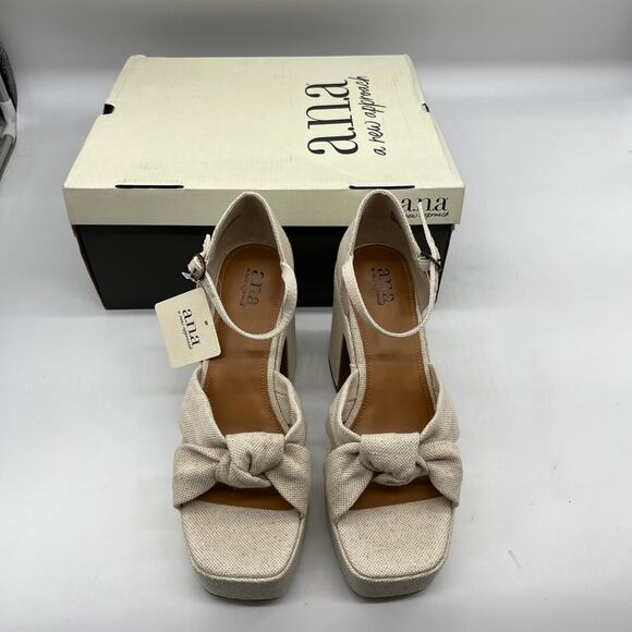 a.n.a Womens Holland Heeled Sandals Cream Natural Platform Size 8M - Picture 3 of 8